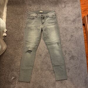 MOTHER Gray ankle fray skinny